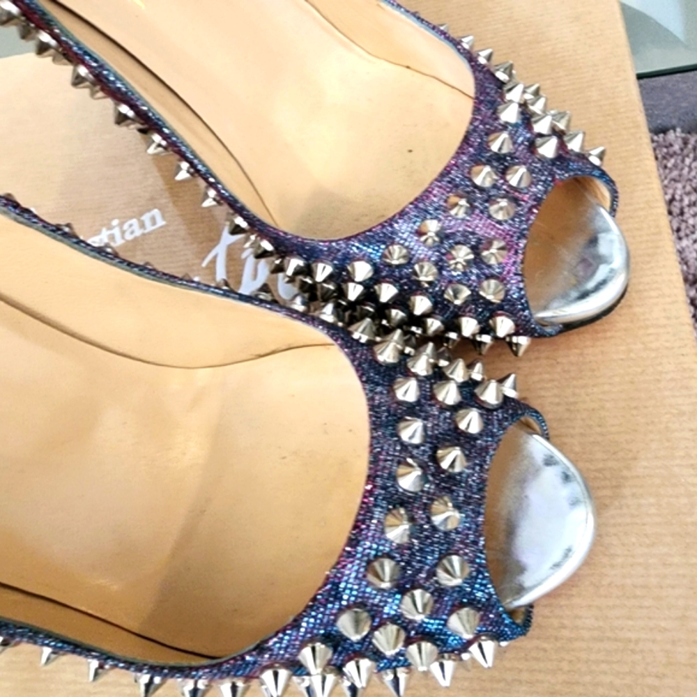 Christian Louboutin Purple Spiked Heels - Picture 6 of 17